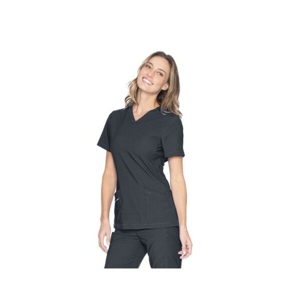 Urbane Align Women Contemporary Fit Short Sleeve V Neck Scrub Top Charcoal XXL - Picture 1 of 5